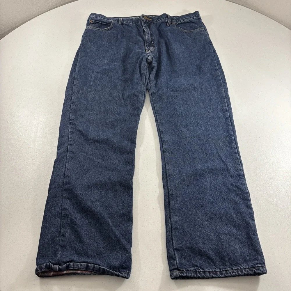 Dickies Jeans Mens 40x32 Blue Flannel Lined Relaxed Fit Straight Denim GUC!